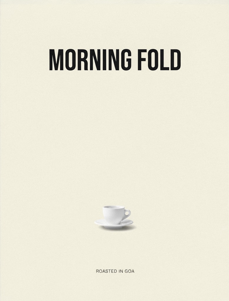 Ideogram 4 output, minimal poster reading MORNING FOLD and ROASTED IN GOA