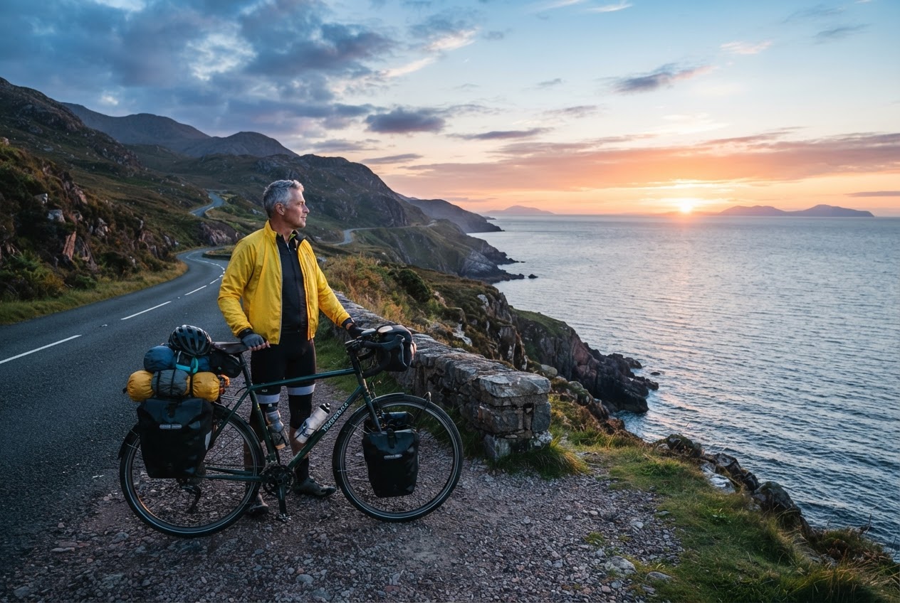 Nano Banana 2 Lite output, cyclist in a yellow jacket on a different coastal road
